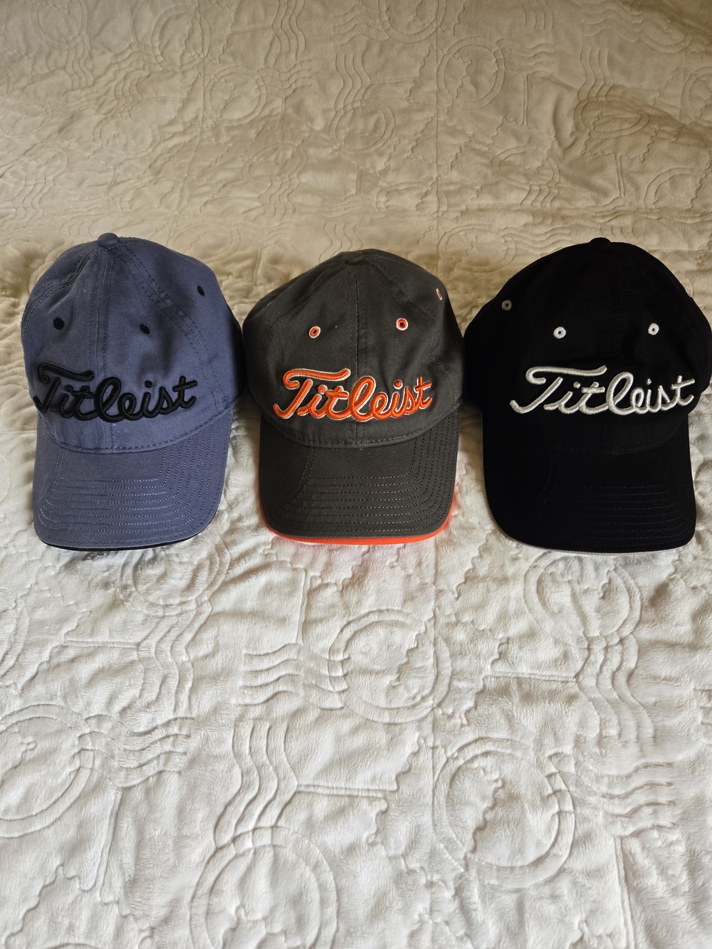 Titleist Embroidered Logo Baseball Caps - Blue, Charcoal with Orange, Black